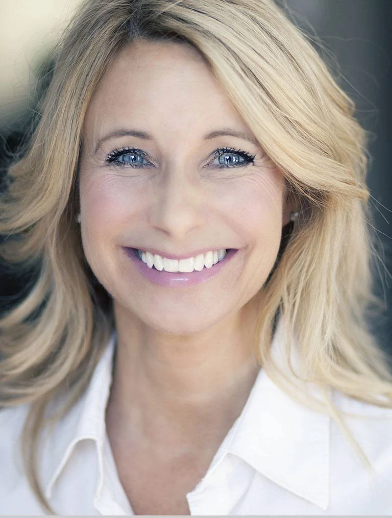 Blonde lady smiling